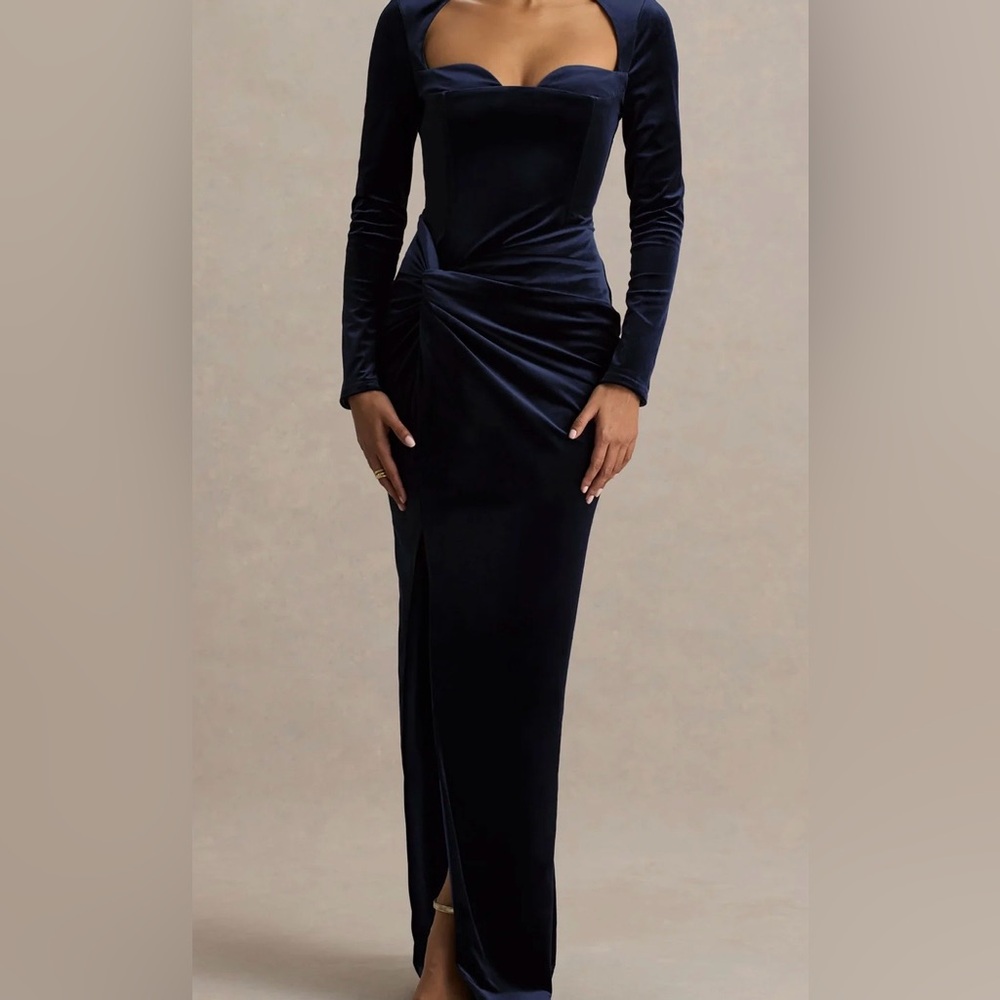 Club L London Midnight Blue Long Sleeve Dress